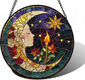 DASTOLL Stained Glass Window Hanging, Moon Goddess Torch Suncatcher Diamond Glass Panel Hangings Dream Sun Catchers Decor for Birthday for Women, Men, Wife, Aunt, and Mom 9.8 in