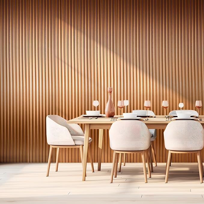 Art3dwallpanels Slat Wall Paneling, 104'' x 6.3'' Glossy Metal Finish WPC Soundproof 3D Wall Panels for Interior Wall Decor, 8 Pack Wavy Grain Panel Wall Slats, Glitter Gold