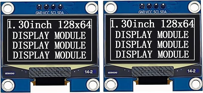 Haldzemo 1.3 inch OLED Display Module I2C IIC 128x64 LCD Screen S H1106 12864 Compatible Arduino (2 Pack, White)