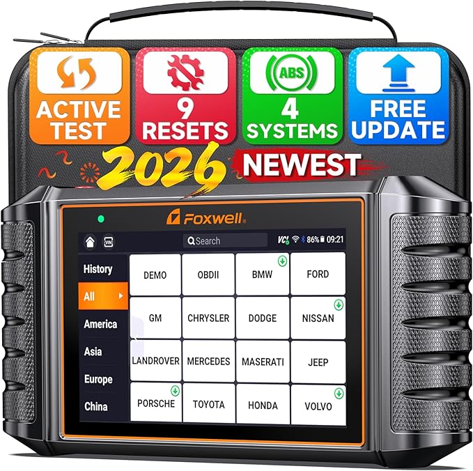 FOXWELL NT716 OBD2 Scanner Bidirectional Scan Tool for Engine, ABS, SRS & Transmission, Code Reader with 9 Resets Including ABS, Oil Light, SAS, EPB, BMS, DPF, Throttle Relearn & Injector, Black