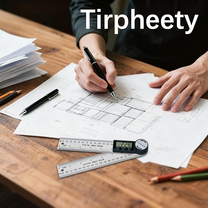 Tirpheety Digital Angle Finder Protractor, 3rd Generation Quick Display Angle Gauge Ruler, 7-Inch (200mm) Professional Measuring Tool for Woodworking, Carpentry, and Construction