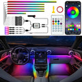 Jushope Acrylic LED Lights - Interior Car Ambient Lighting Kits with Dynamic Rainbow Dream Color Chasing, Music Sync (10 in 1(4*29.5+43.3+14.5 inches+4 Footwell Lights))