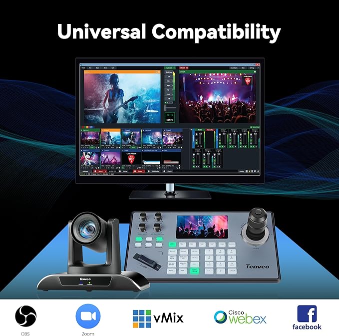 Tenveo HDMI/USB3.0/LAN(PoE) PTZ Camera AI Humanoid & Face Auto-Tracking, 20X Optical Zoom PTZ Camera IP Live Streaming, FHD 1080P 60FPS, for Church Services Worship Video Conference Live Streaming