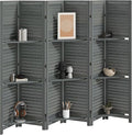 HOMCOM Room Divider, 6 Panel 67" Tall Wood Privacy Screen with 3 Display Shelves, and Folding Storage for Bedroom or Home Office, Gray