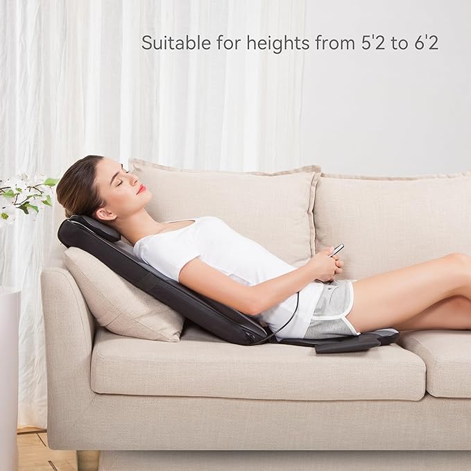 Snailax Shiatsu Back Massager with Heat Massage Chair Pad Kneading Back Massager for Pain Relief Deep Tissue Chair Massage Pad for Office Home
