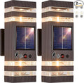 Oil Rubbed Bronze Solar Outdoor Wall Lights with 3-Mode Motion Sensor Outside Sconces Up Down Solar Porch Light Fixtures 3000K 500LM Dusk to Dawn Modern Exterior Wall Lamp for House Garage Front Door