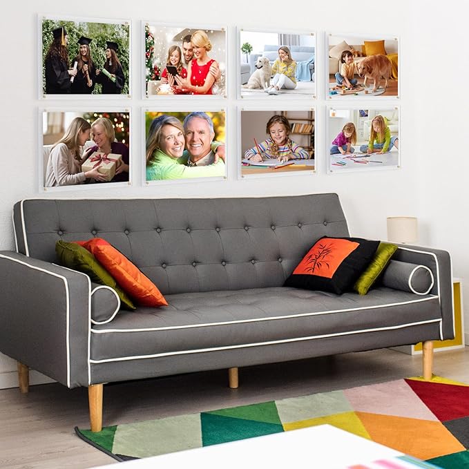 Kalami 3 Pack 8.5x11 Acrylic Wall Mount Picture Frame Self Adhesive, Floating Frameless Clear Frame for Photographs Artwork Diploma Certificate or A4 Letter Document Display- Full Frame Size 10x12.6