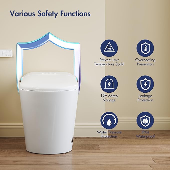 Eridanus Smart Toilet with Bidet Built in, One Piece Bidet Toilet for Bathrooms, Auto Open/Close with Digital Display, Foot Sensor Flush, Warm Water Wash & Dryer, Elongated Heated Seat, White