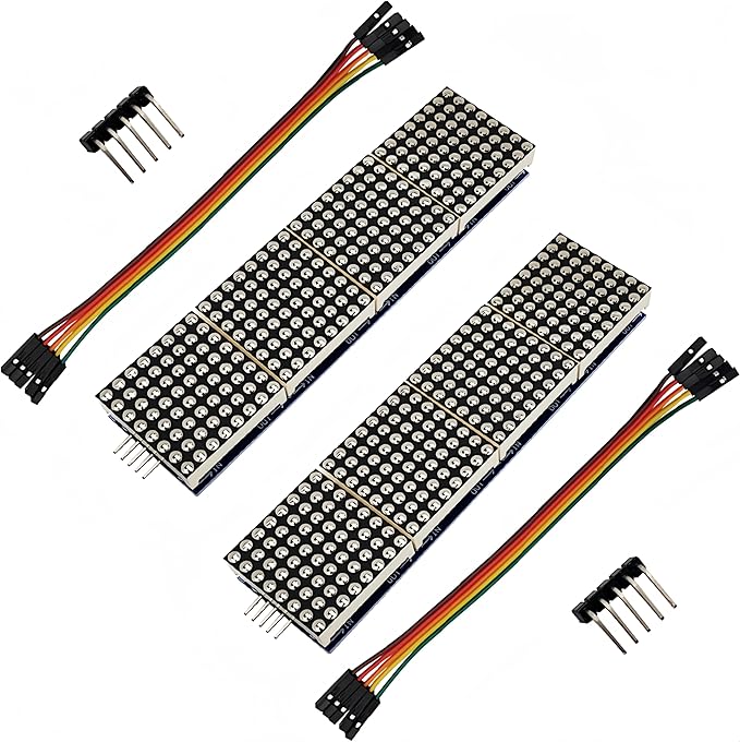 Yuuhseel 2PCS MAX7219 32x8 Dot Matrix LED Display Module 4 in 1 Common Cathode MCU Control Display Blue + 5Pin Wire Compatible with Arduino