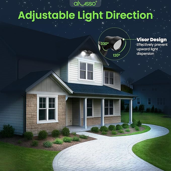 ALUSSO Dusk to Dawn Outdoor Lighting, 25W 2000LM Dusk Till Dawn Outdoor Light, 3000K/4000K/6000K 3CCT IP65 Security Lights ETL Listed Dusk to Dawn Hardwired for House Garage Yard Walkway Black 2 Pack