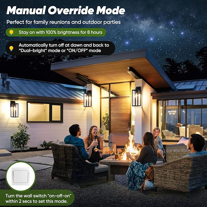 BesLowe Upgraded Motion Sensor Outdoor Wall Lights, 15” Dusk to Dawn Porch Lights Outdoor Wall Sconce Lanterns, 3 Lighting Modes Exterior Lighting Fixtures, Bronze Outside Lights for House, 2-Pack