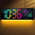 Digital Wall Clock, Large Display Digital Clock with 11 RGB Colors, Wall Clock with Night Light, Alarm Clock, Date, Week, Temp, DST for Living Room, Bedroom, Classroom Decor, Gift for Senior Mom Dad