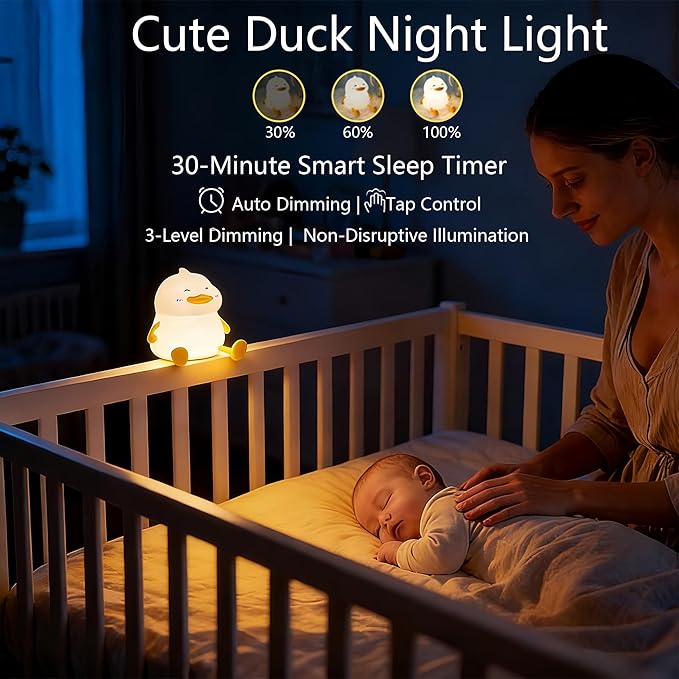 Duck Night Light for Kids, Cute Benson Ducks Gifts, Squishy Touch Silicone Animal Nursery Bedside Lamp Goose Gifts, Dimmer & Rechargeable, Birthday Gifts for Boys Girls Women Teen(Hip Hop Duck)