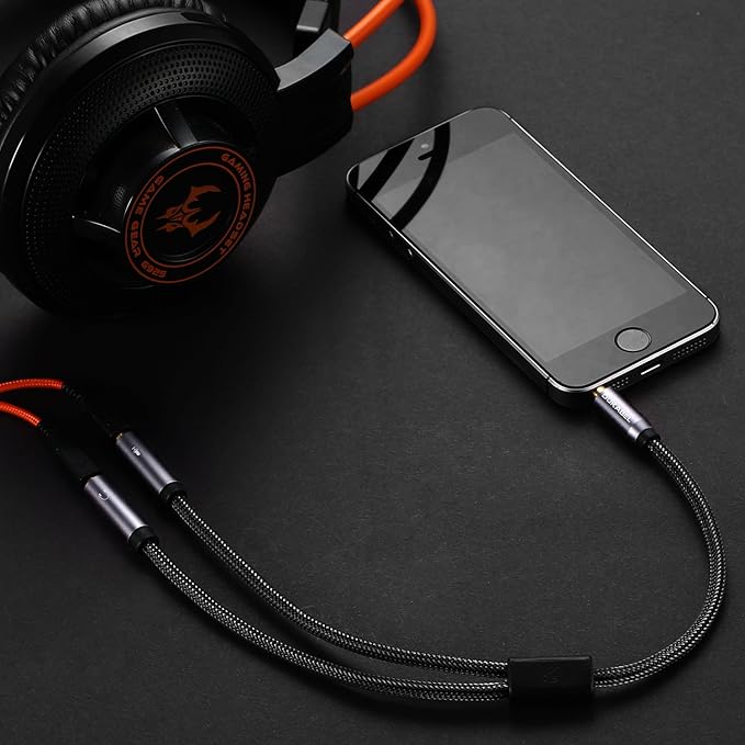 DUKABEL Headsets Splitter Adapter, 3.5mm Jack Separate Headphone & Mic Plug Adapter 3.5mm Combo Audio Adapter Cable for PS4 Gaming Headset PC Xbox One Laptop -<11inch/30CM>