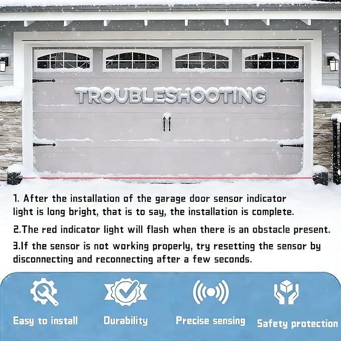 Garage Door Sensors, Replacement for Genie/Overhead Garage Door sensors, GSTB-R STB-BL Garage Sensor for Genie Garage Door Openers Manufactured After 1993. (Receiving&Sending)-Does Not Include Bracket