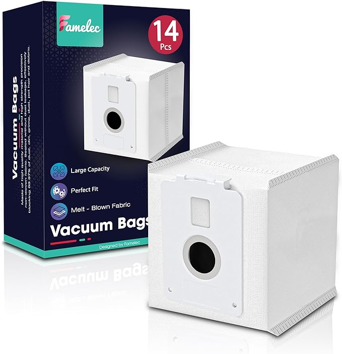 FAMELEC 14 Pack Replacement Dust Bags for LG CordZero Vacuum, Compatible with A939KBGS, A938KBGS, A937KGMS, Melt-Blown Cloth, 2.5L Capacity