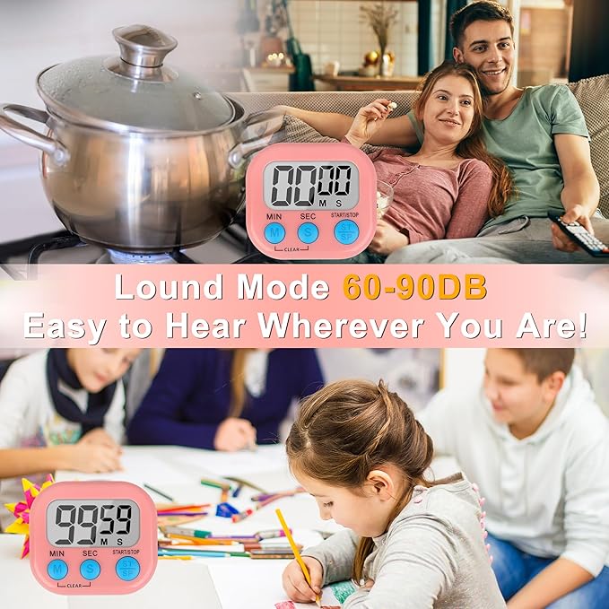 ZILLEEN Classroom Timer for Kids Teachers 2 Pack Digital Timers, Pink