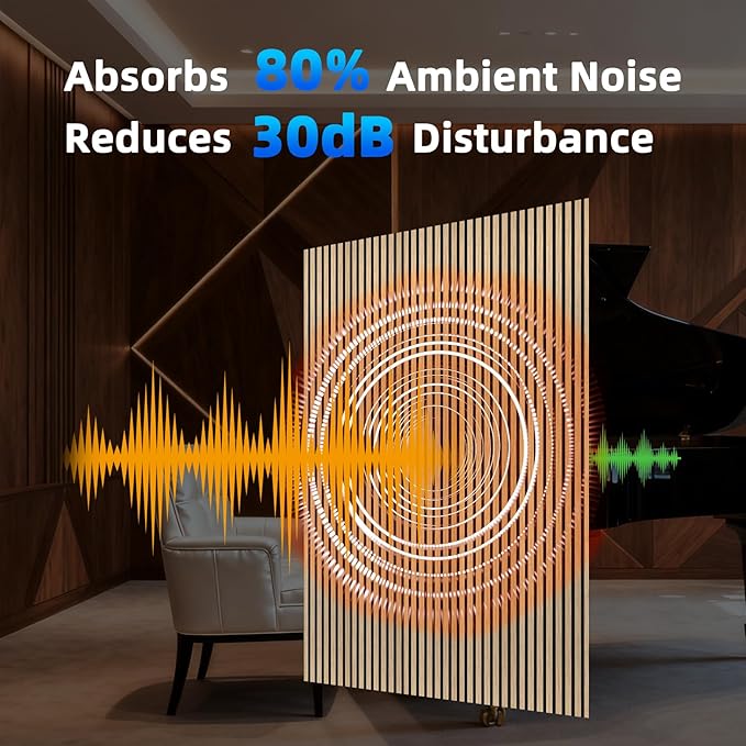 Art3d 4-Piece 94 x 12.6 Inch Acoustic Lightweight Slat Wall Panel - Waterproof Wood Textured Wainscoting Panel of 33 Sq.Ft for Bedroom, Home Theater Office Accent Wall, Boxwood