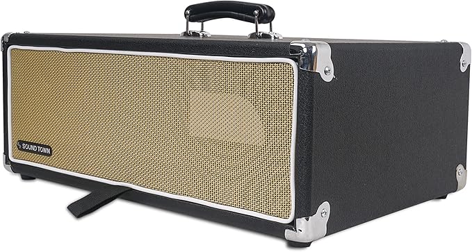 Sound Town Vintage 3U Amp Rack Case, 12.5" Depth with Rubber Feet, Dust Cover, Kickstand, Black (STVRC-3BK)