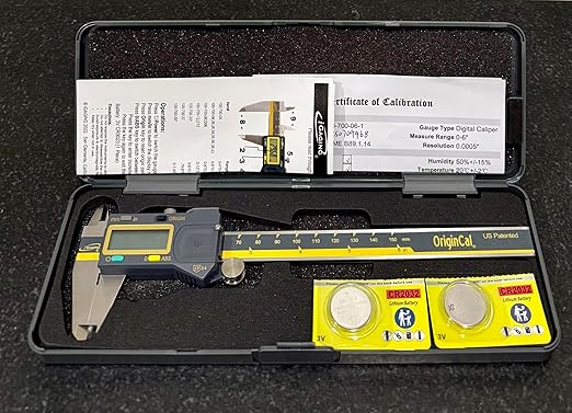 iGAGING Absolute Origin 0-6" Digital Caliper, IP54 Stainless Steel, SPC/USB Output Port, Inch & Metric Modes, Case, Manual