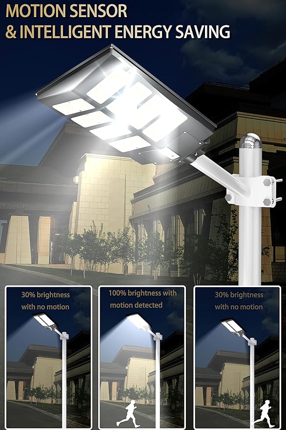 Gefolly SL-2800W Solar Street Lights Outdoor, 280000LM Commercial Parking Lot Light Dusk to Dawn 6500K Security Flood Lights Lamp with Motion Sensor for Garden, Basketball Courts