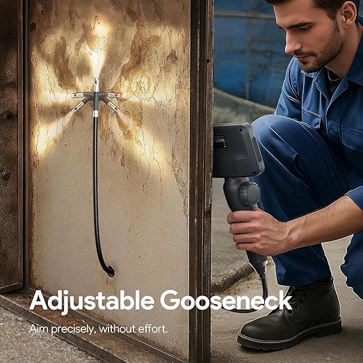 DEPSTECH Dual Lens Two-Way Articulating Borescope Camera with Light, 4.5" Screen and 5FT Flexible Snake Scope Industrial Endoscope, Inspection Video Camera Tool for Wall, Engine, Auto, Mechanics