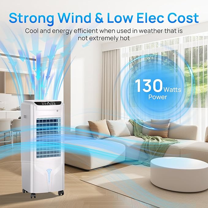 YEW 32" Evaporative Air Cooler,1800CFM Swamp Cooler Air Conditioner with 4.2 Gal Tank,Windowless Swamp Cooler with Remote,3 Speeds,12H Timer,Fans that Blow Cold Air for Bedroom Indoor Office