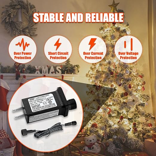 4.5V 0.6A Controller with Extension Cable, Replacement Model JT-DC045V0600-C Class 2 Power Supply IP44 LED Light Controller Low Voltage Transformer for Christmas LED String Light