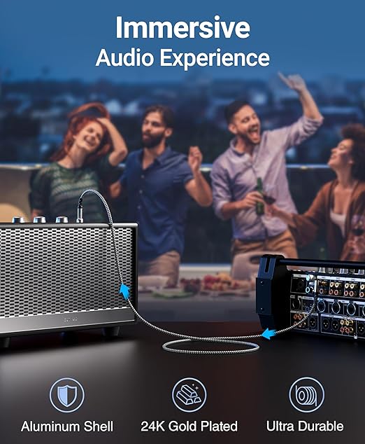 BlueRigger Subwoofer Cable 90D (50FT, RCA Audio, Dual Shielded, Gold Plated, Right Angled Male RCA Connectors) – Compatible with Subwoofer, Amplifier, Home Theater