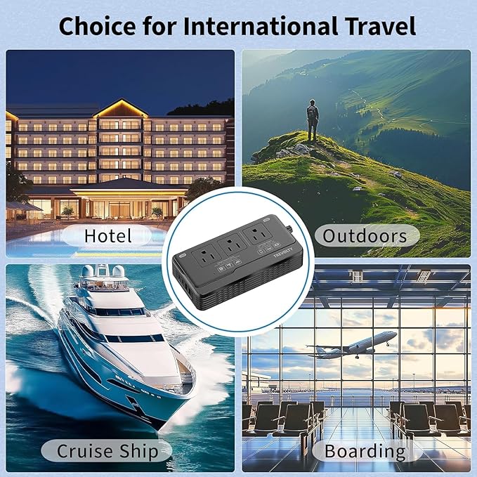 TREVOLTY 2000W Voltage Converter US to Europe for Hair Dryers, 7-in-1 220V to 110V Converter for European Travel with 3 AC/2 USBA/2 USBC Ports, Universal Power Converter Adapter Combo EU/UK/IT/AU Plug
