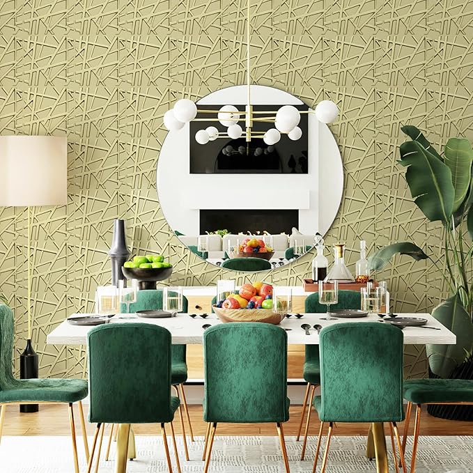 LEVOWAY 33 Pack 3D Wall Panels for Interior Wall Decor, 12''x12'' Champaign Gold Accent Textured Wall Panels, Wall Covering Panles for Living Room, Gaming Room, TV Background, Cover 32 Sq.Ft