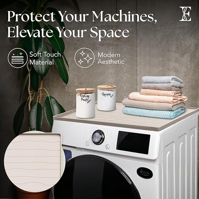 1 PC Washer and Dryer Top Cover Protectors 25" x 25", Laundry Machine Dust Guards (Sand (Beige))