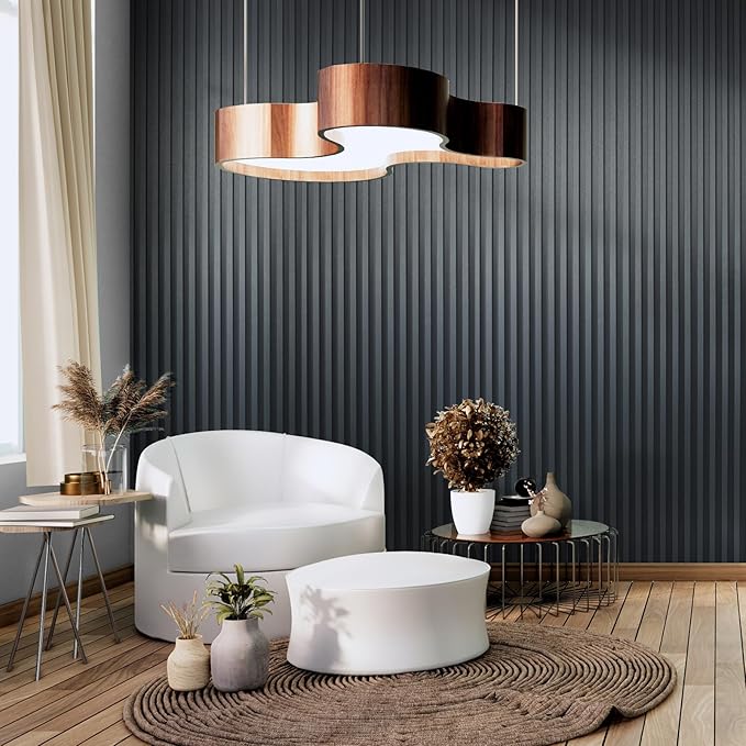 Art3dwallpanels Slat Wall Paneling, 104'' x 6.7'' Glossy Metal Finish WPC Soundproof 3D Wall Panels for Interior Wall Decor, 8 Pack Fluted Textured Panel Wall Slats, Metallic Silver Dark Gray