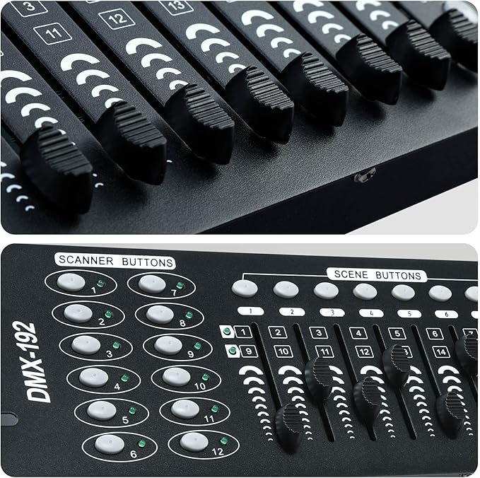 TCFUNDY DMX 512 Controller, 192 Channel DMX Light Controller Stage Lighting Console for Party DJ Disco Lights Show Night Club