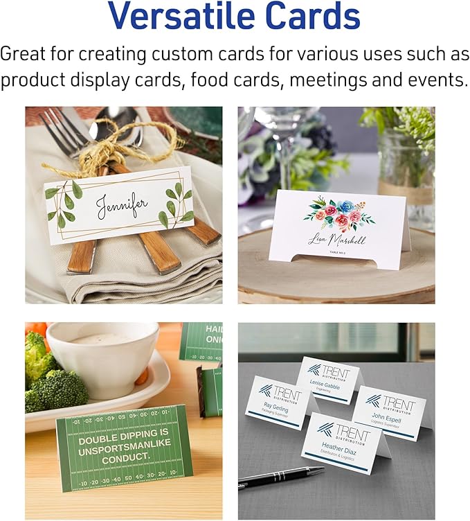 Avery Printable Tent Cards, 3.5" x 11", Ivory with Embossed Border, 50 Blank Place Cards for Laser or Inkjet Printers (5915) (Pack of 5)