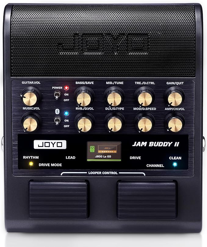 JOYO 10W Portable Electric Guitar Amp Multi-Effects Pedal Combo Amplifier with Footswitch,14 Amp Models,3-Band EQ,36 Drum Patterns & Looper,OTG Recording,Bluetooth for Practice(JAM Buddy II, Black)