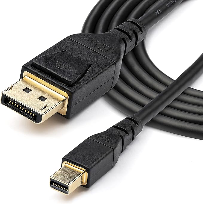 StarTech.com 3ft (1m) VESA Certified Mini DisplayPort to DisplayPort 1.4 Cable - 8K 60Hz HBR3 HDR - Super UHD mDP to DP 1.4 Cord - Slim (34 AWG) Ultra HD 4K 120Hz - Monitor/Video Cable (DP14MDPMM1MB)