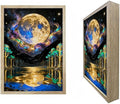 URVIP LED Glowing Photo Frame, 3D Starry-Sky Blue Moon Wall Art, 9x12 Inches Dimmable Light Up Light Painting for Bedroom, Unique Aesthetic Decor, Great Birthday Gift for Women Men