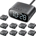 10PCS Alarm Clock with 2 USB-C, 2 USB-A Chargers Power Strip 2 Outlets - Screen LED Dimmable Digital Clock with Snooze Function - Dual Alarm for Bedside Nightstand