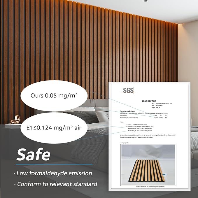 Art3d 4-Pack 94.5 x 7.9 inch Acoustic Wood Slat Wall Panels for Interior Decor, 3D Fluted Sound Absorbing Wood Paneling for Accent Wall Ceiling Kitchen Living Room Bedroom Office, Dark Walnut
