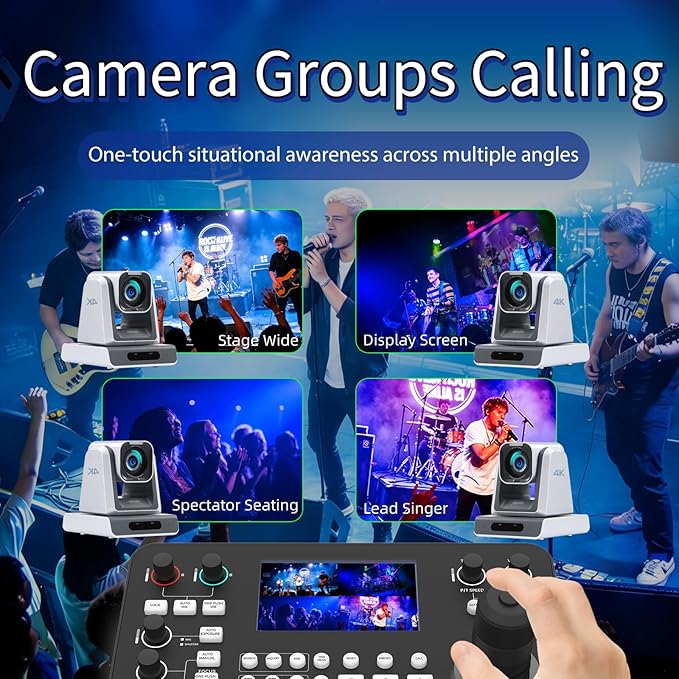 Zowietek PTZ Controller 7D Joystick Keyboard, ZowieKBD, 5'' LCD Quad-Screen Real-time Preview Display, HDMI Output, Automatic Camera Detection, Group Control, Tally, VISCA/PELCO, Non-NDI Model