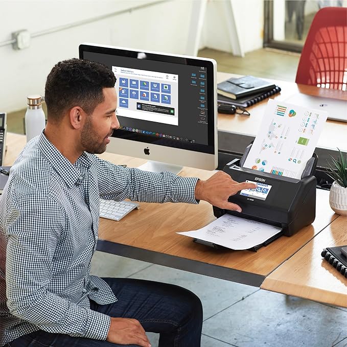 Epson Workforce ES-580W Wireless Color Duplex Desktop Document Scanner for PC and Mac with 100-sheet Auto Feeder (ADF), Intuitive 4.3' Touchscreen
