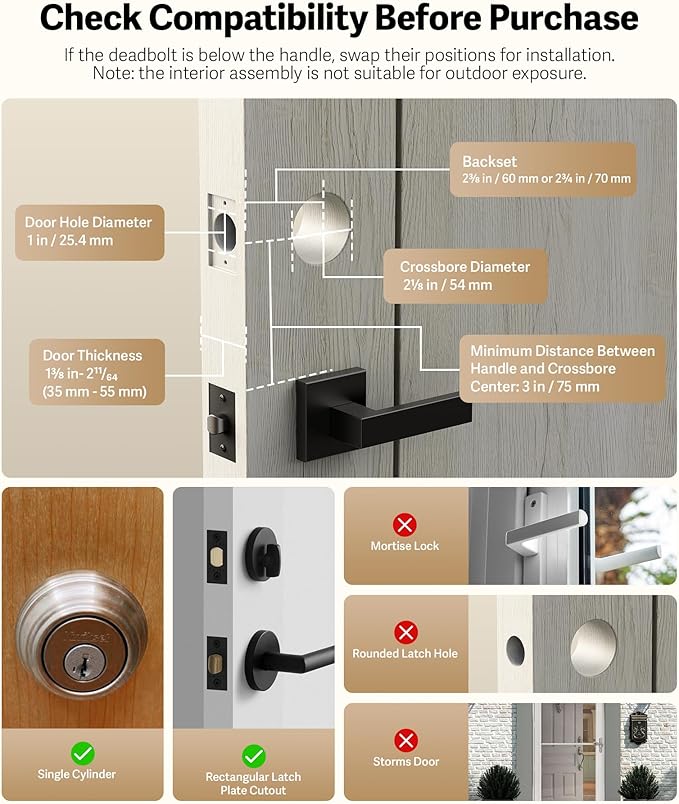 Lockin Veno Smart Deadbolt Lock with Dual Swappable Batteries for 14-Month Extended Power, Palm Vein & Fingerprint Keyless Entry, Built-in Wi-Fi, Doorbell, App Remote Control, IP65 Waterproof