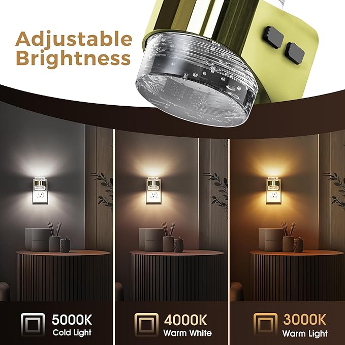 L LOHAS LED 3CCT Night Lights Plug into Wall, 3000K/4000k/5000K Adjustable Color Temperature Night Light,Bubble Nightlight with Dusk to Dawn Sensor for Rooms Bathroom Hallway