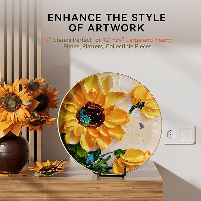 IPAME 12 Inch Large Plate Stands for Display - Metal Picture Frame Easel Stands for Plates, Books, Platters, Plaques, Decor (2 Pack)