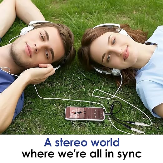 Quelong 2Pcs Headphone Splitter, Dual Headphone Nylon Braided Extension Cable, Hi-Fi Audios Stereo Y Splitter 3.5mm 2 Female 1 Male, Suitable for Phones, PS4, Amplifiers, Smartphones, Tablets,etc.