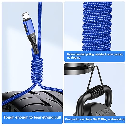 Durcord USB C to USB C Cable, 2Pack 60W 6ft USB C Charger Cable Fast Charging, Type C to Type C Charger Braided Compatible with iPhone 15/Samsung/Android/Phone/Pad/MacBook/Pro/Plus/Max etc. Blue
