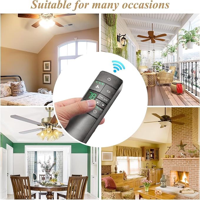 Hampton Bay Universal Ceiling Fan Thermostatic Remote Control Kit with Wall Holder for Hunter Home Decor Harbor Breeze，3-Speed Light Dimmer Timer Replacement for HD3 TR222A 98108 98130 98101 98131