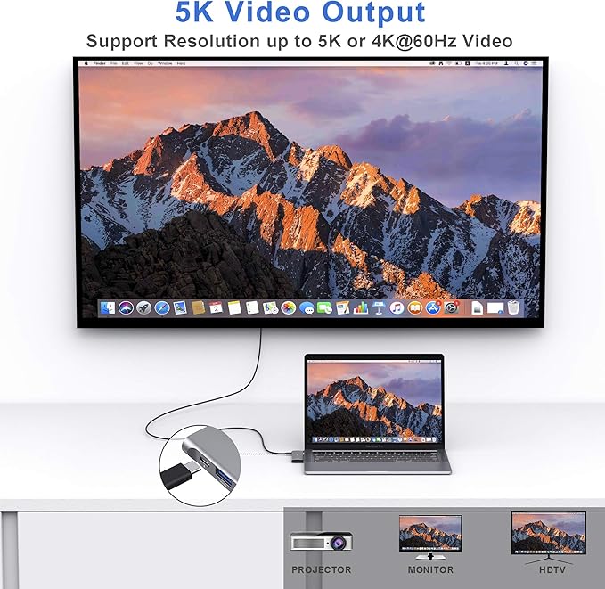 USB C Adapter for MacBook Pro/Air M1 M2 M3 2021 2020 2019 13" 15" 16", 6 in 1 USB-C Hub MacBook Pro Accessories with 3 USB 3.0 Ports,USB C to SD/TF Card Reader and 100W Thunderbolt 3 PD Port