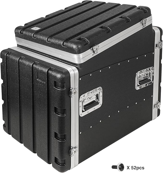 Sound Town Lightweight and Compact 10U ATA ABS Rack Case, with Slant Mixer Top, Casters, 24.5" Depth, 12U Top and 10U Side Spaces (STMR-A12X10UW)